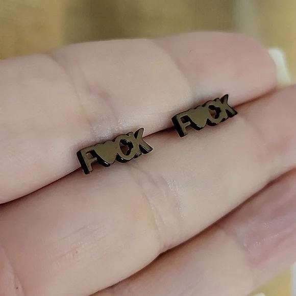 F BOMB Profanity Stud Earrings, choice of color - Picture 6 of 9